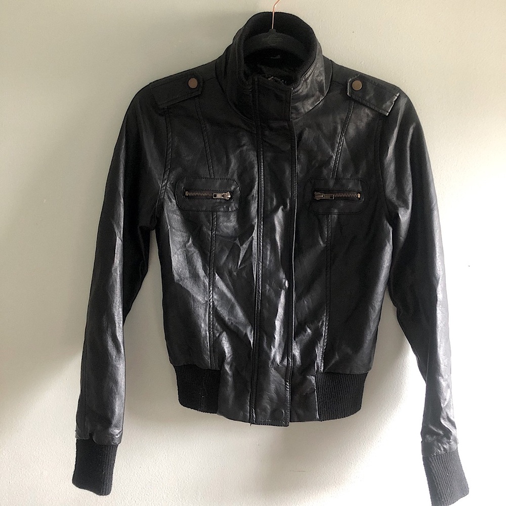 Spiritual Quality Active USA black leather jacket.